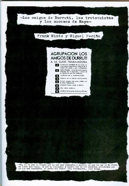Los amigos de Durruti, los trotsquistas y los sucesos de Mayo Los amigos de Durruti, los trotsquistas y los sucesos de Mayo